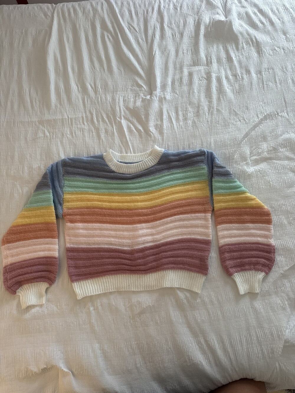 Rainbow Sweater Striped Knit Unity Colorblock Drop Shoulder Nostalgia Pride